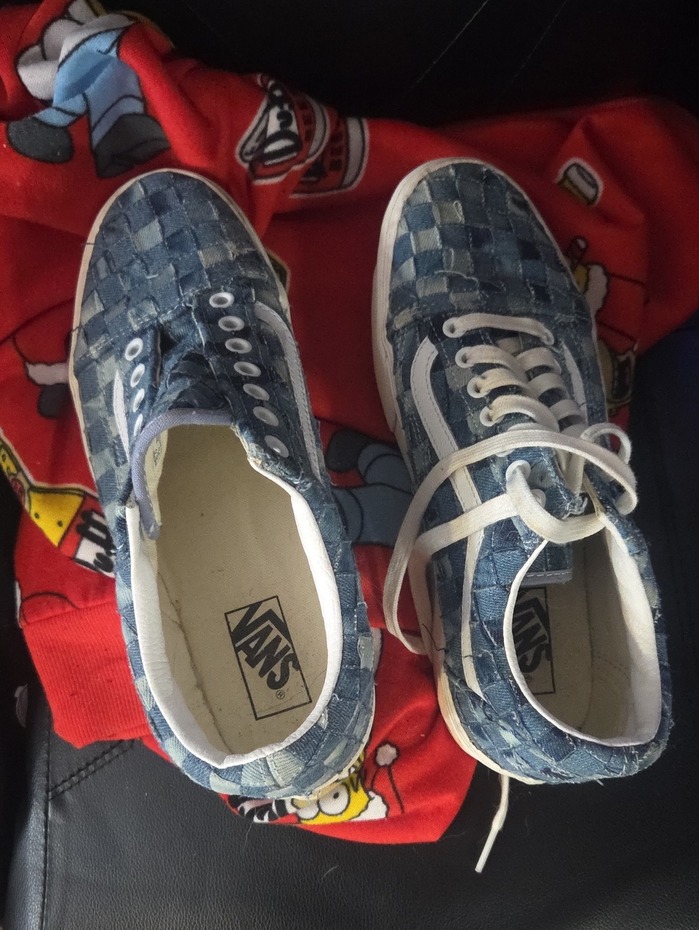 Vans Woman Checkerboard Denim Sneakers - Blue